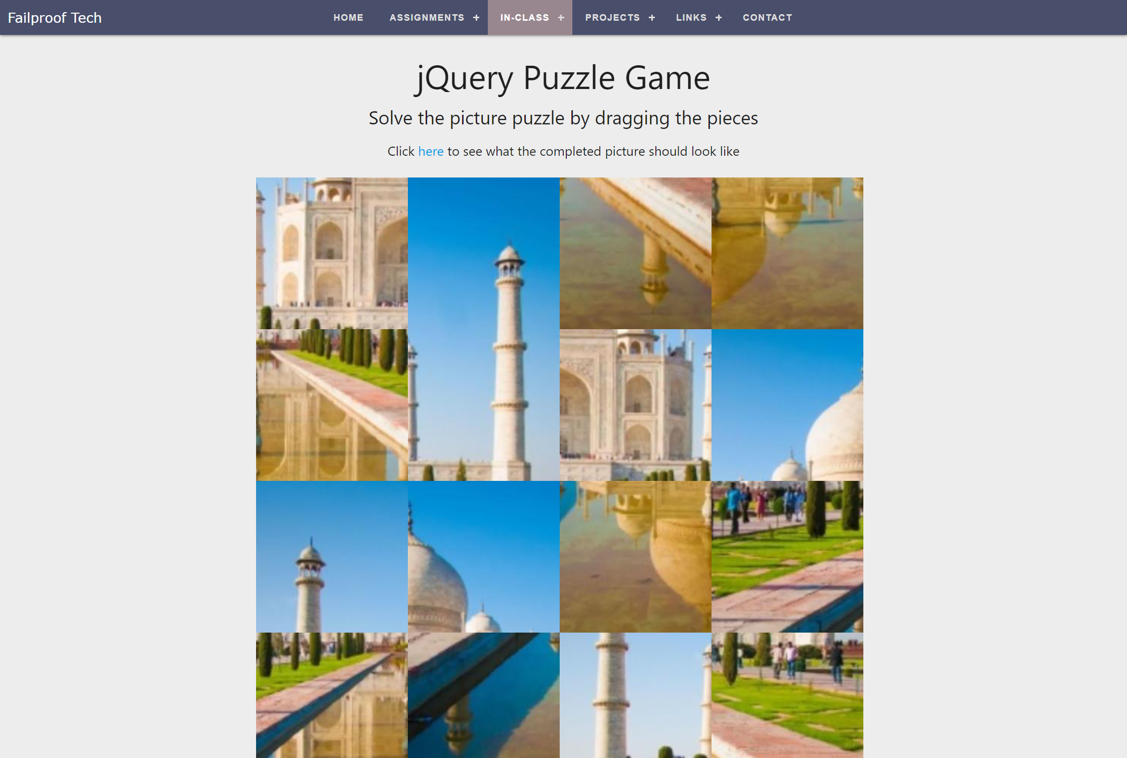 Puzzle Game Assignment Screenshot
